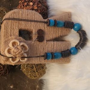 Paparazzi dark brown and turquoise necklace with matching earrings NEW